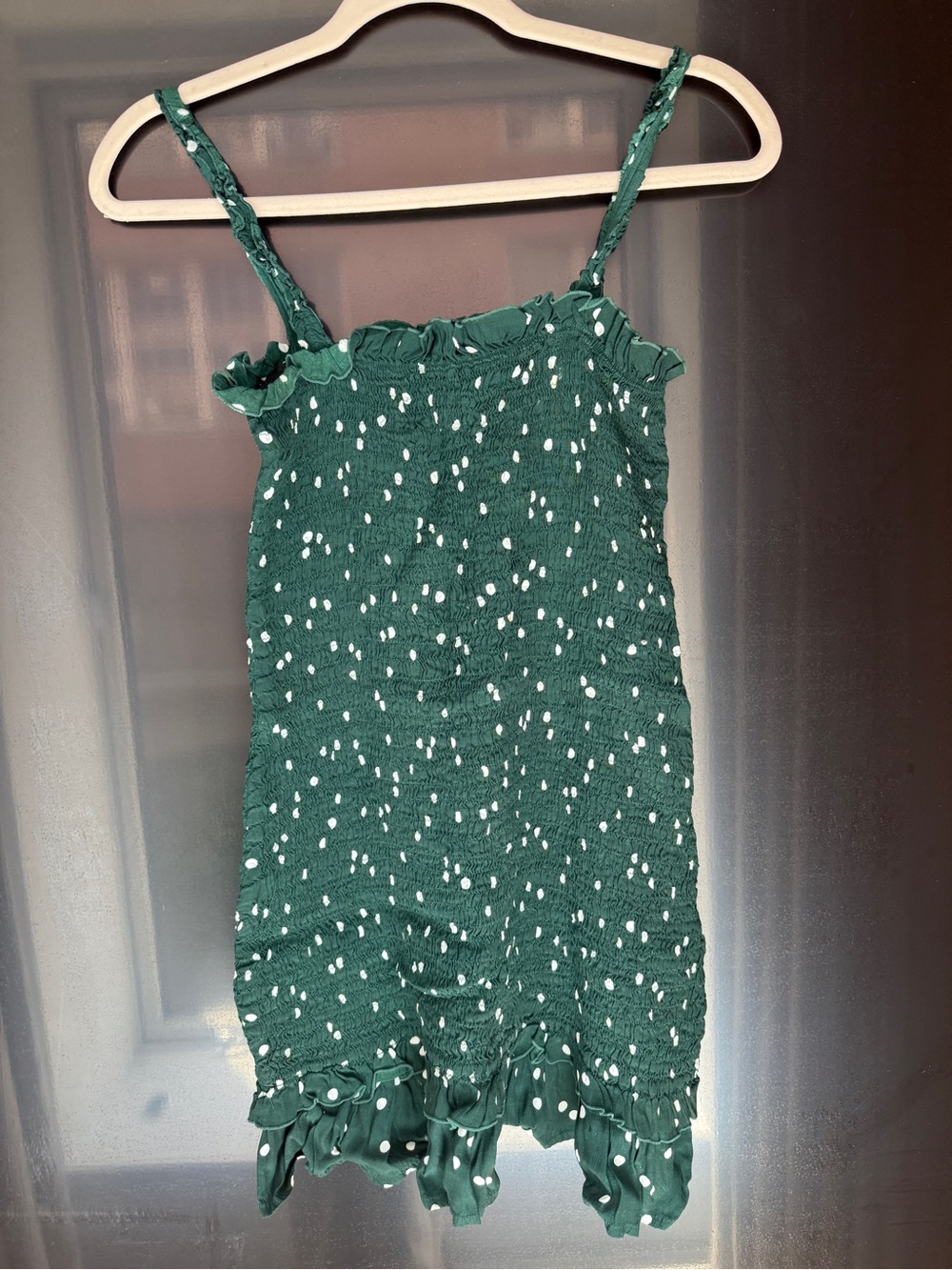 Faithfull the Brand Green Polka Dot Ruffle Mini Dress - Picture 10 of 10
